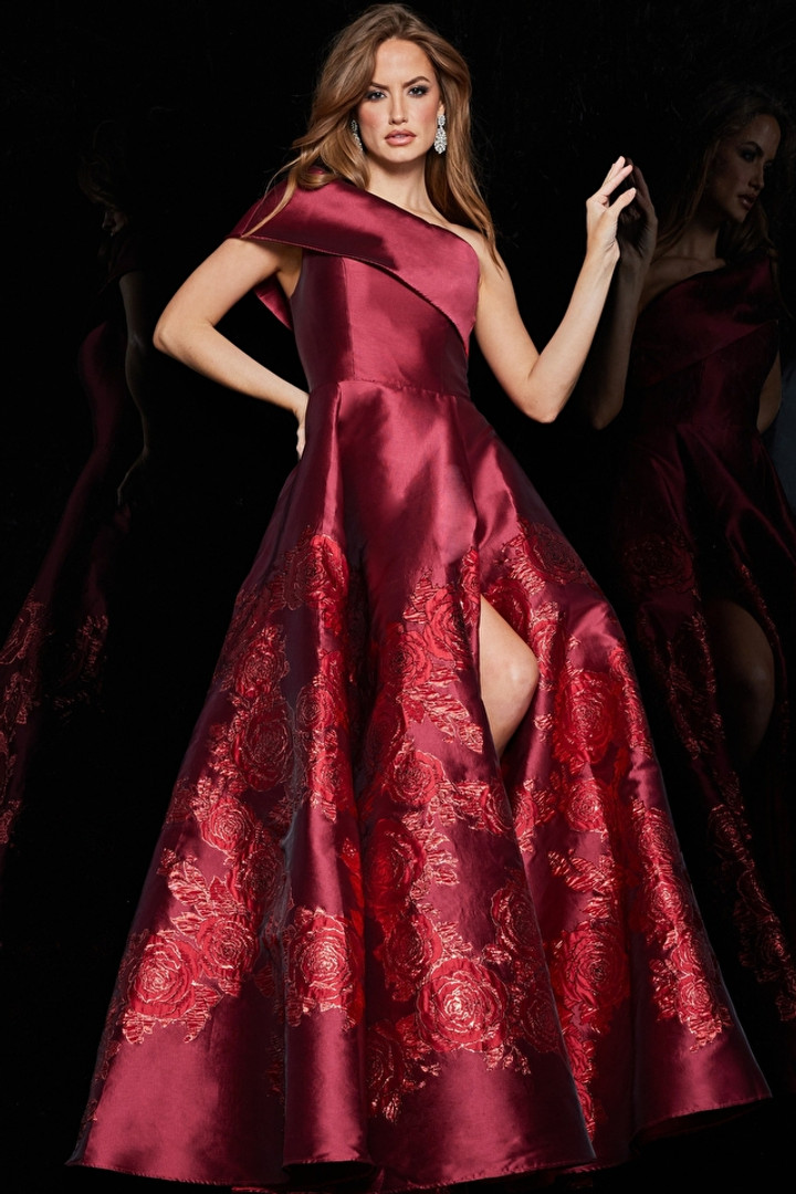 Jovani 09610 One Shoulder Asymmetric Neck Long Ballgown