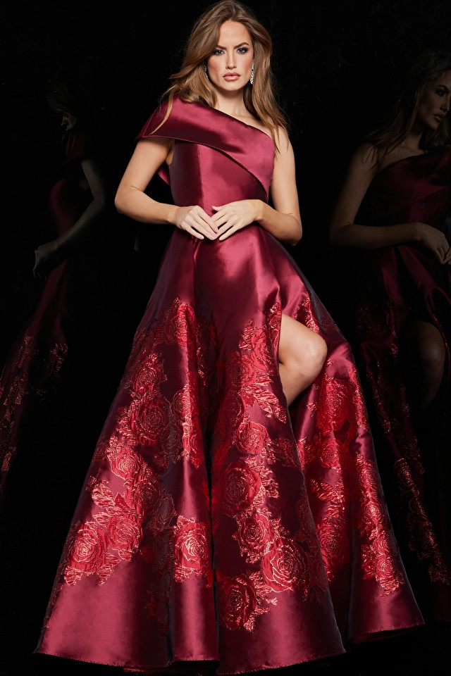 Jovani 09610 One Shoulder Asymmetric Neck Long Ballgown