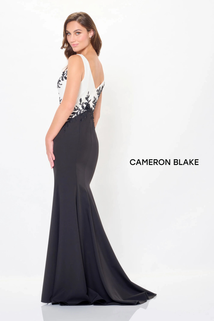 Cameron Blake by Mon Cheri CB3245 Crepe Lace Applique Dress