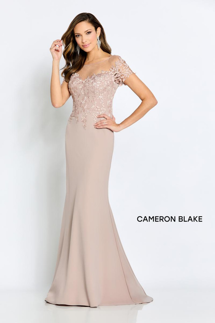 Cameron Blake by Mon Cheri CB111 Illusion Lace Crepe Dress
