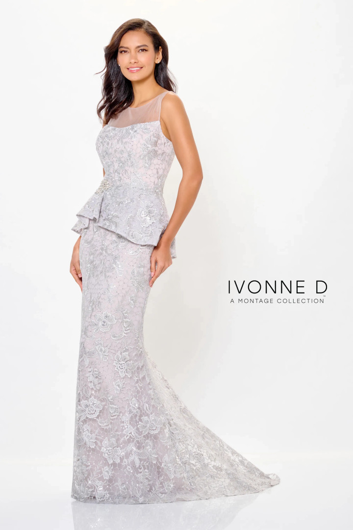 Ivonne D by Mon Cheri ID6206 Chiffon Illusion Neck Dress