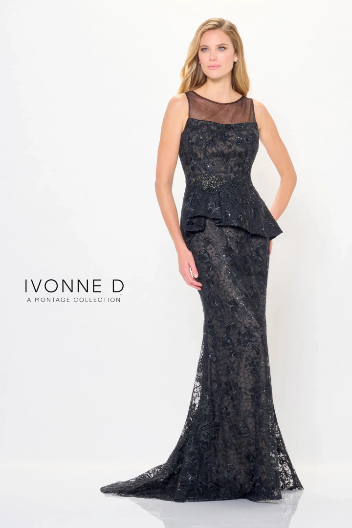 Ivonne D by Mon Cheri ID6206 Chiffon Illusion Neck Dress