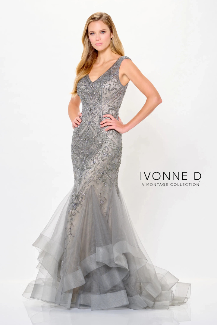Ivonne D by Mon Cheri ID6210 Allover Lace V-Neck Long Dress