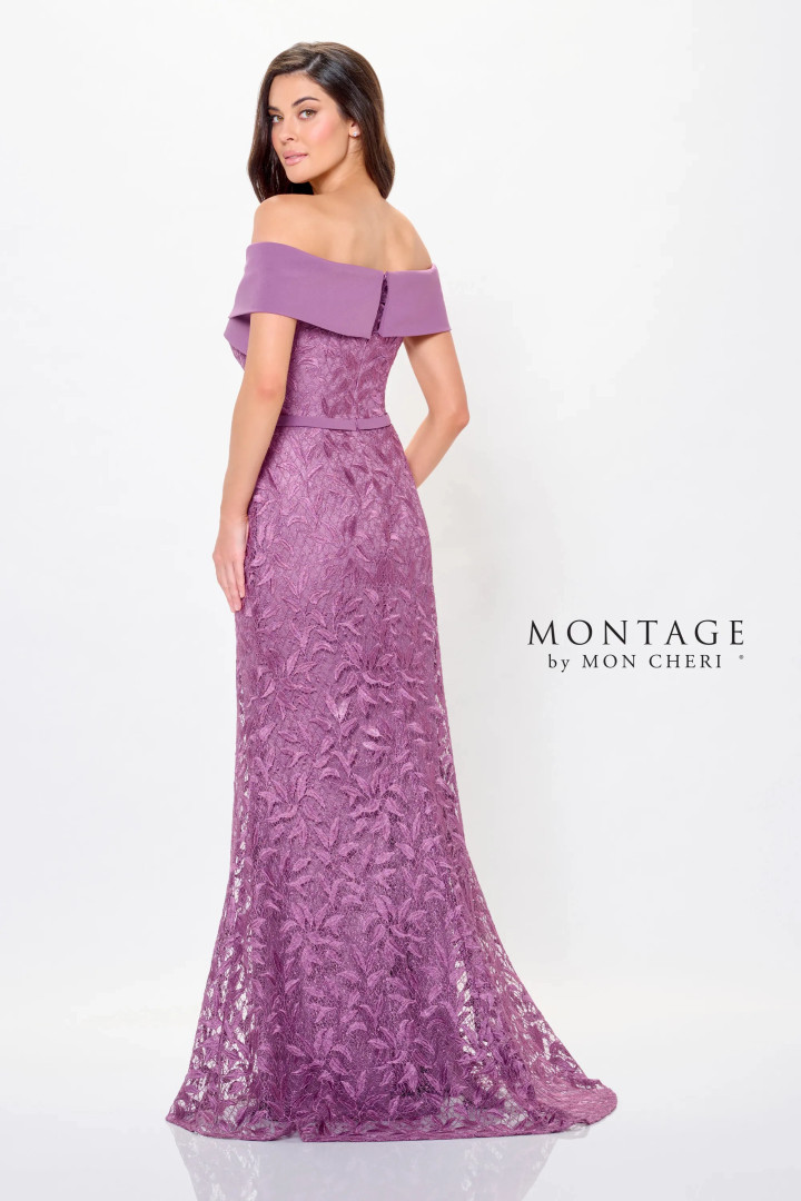 Montage by Mon Cheri M911 Allover Lace Off-Shoulder Dress