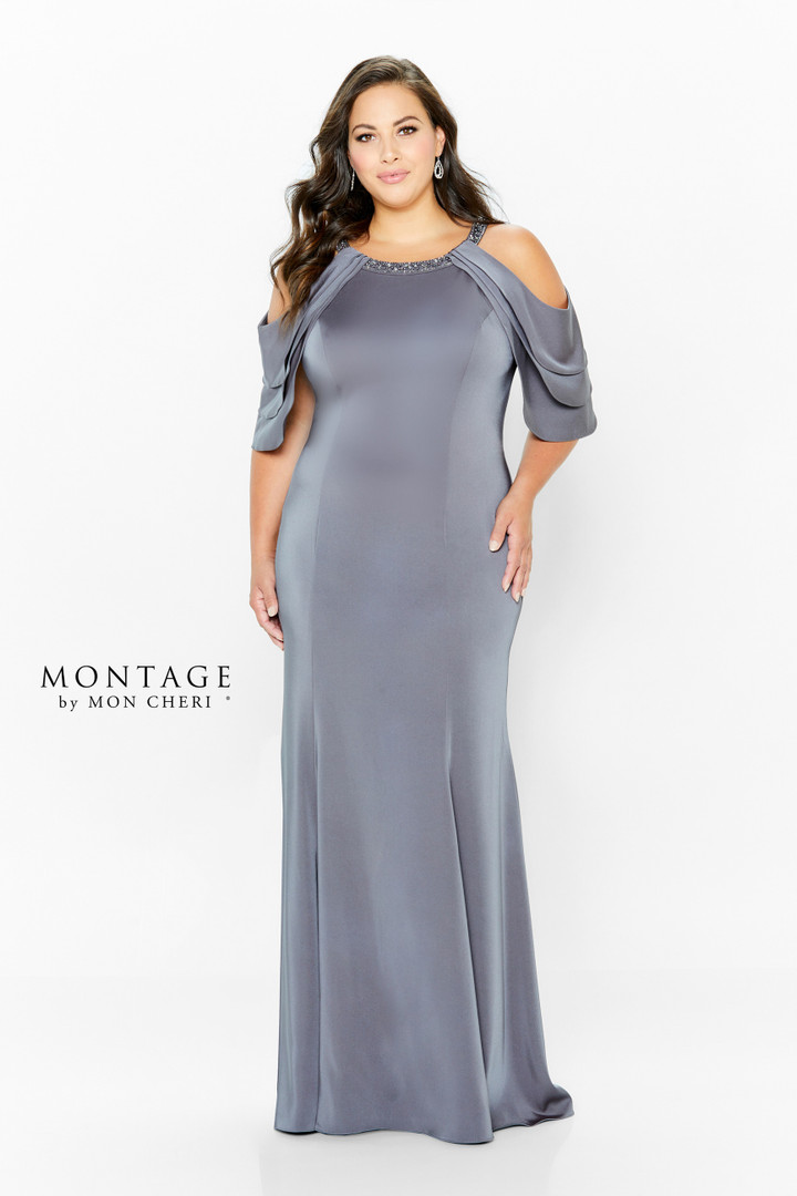 Montage by Mon Cheri 120906 Scoop Neck Cold Shoulder Dress