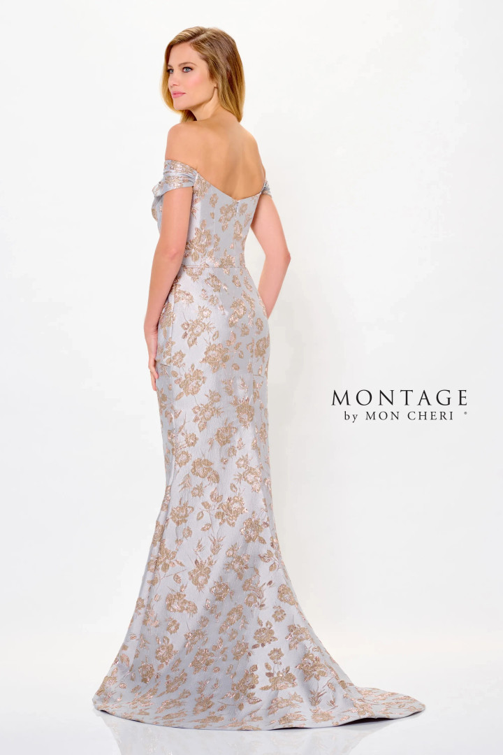 Montage by Mon Cheri M905 Brocade Off-Shoulder Long Dress
