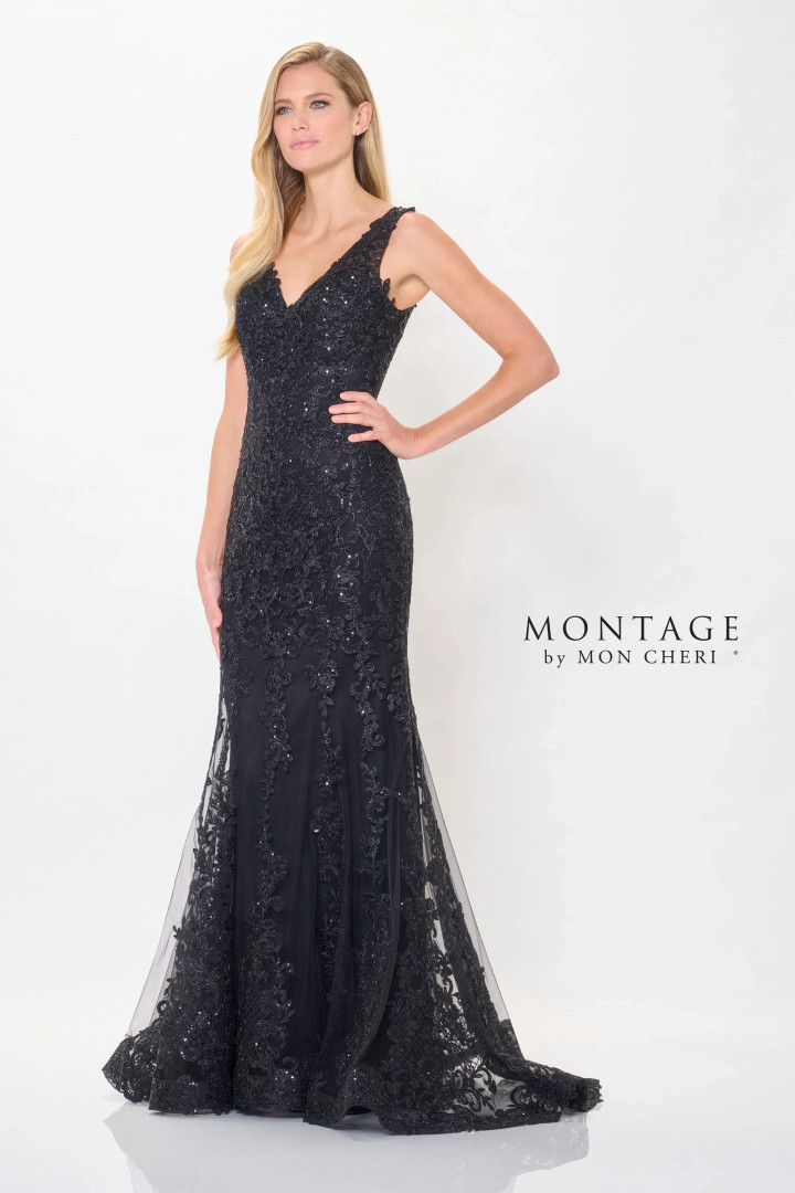 Montage by Mon Cheri M906 Sequin V-Neck Sleeveless Dress