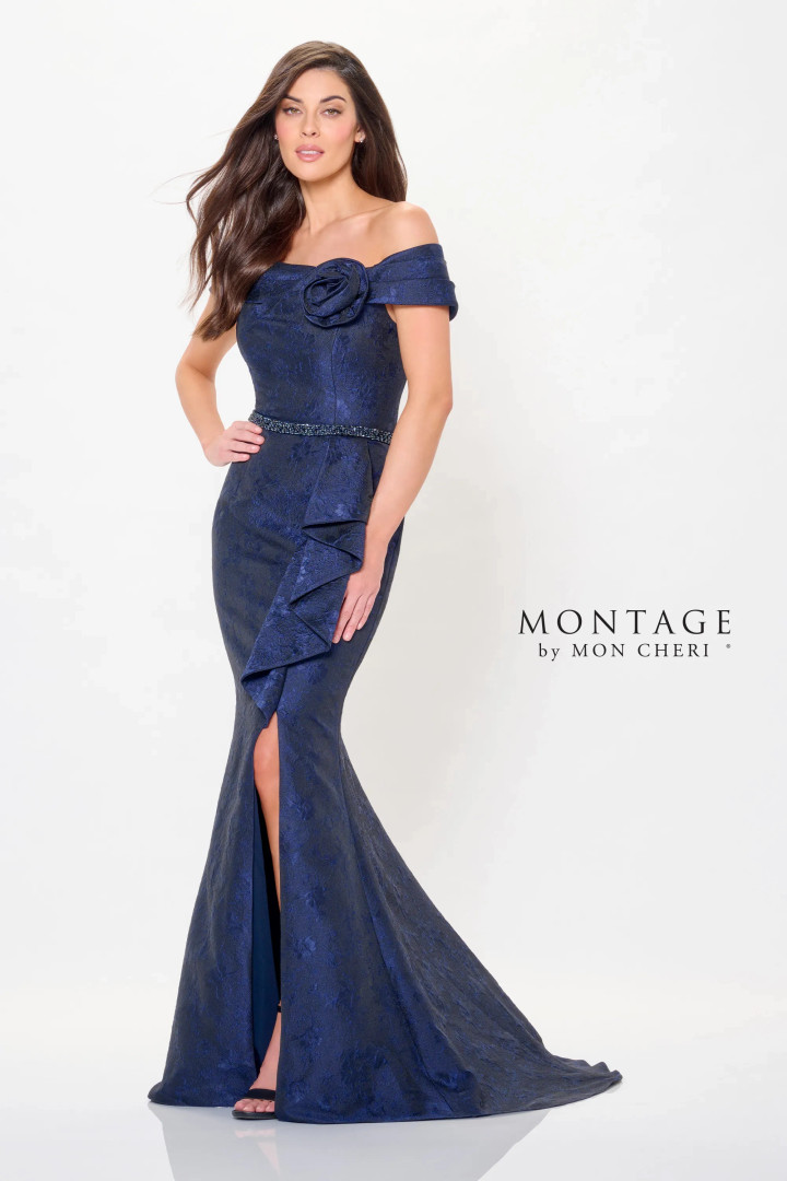 Montage by Mon Cheri M910 Straight Neck Off-Shoulder Dress