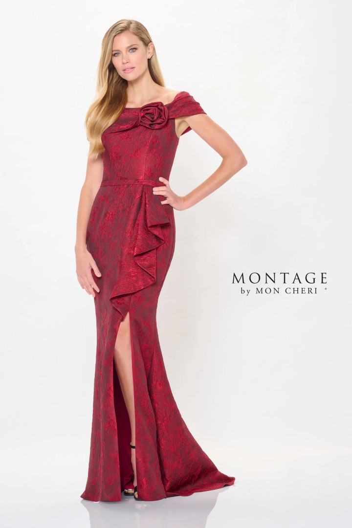 Montage by Mon Cheri M910 Straight Neck Off-Shoulder Dress