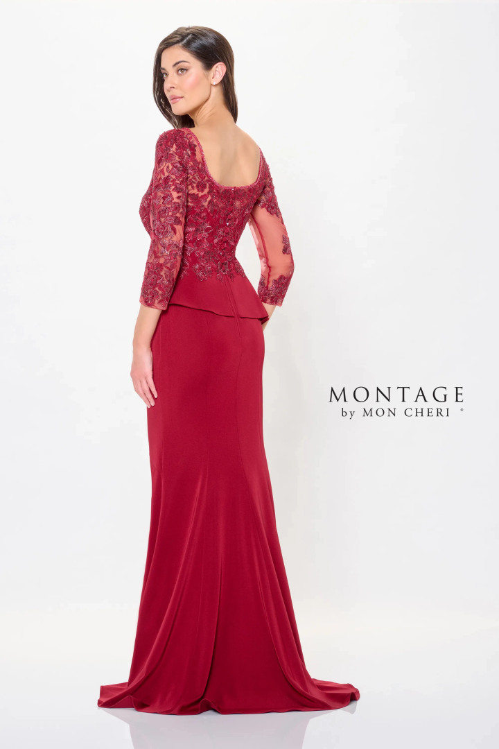 Montage by Mon Cheri M914 Embroidered Tulle Crepe Long Dress