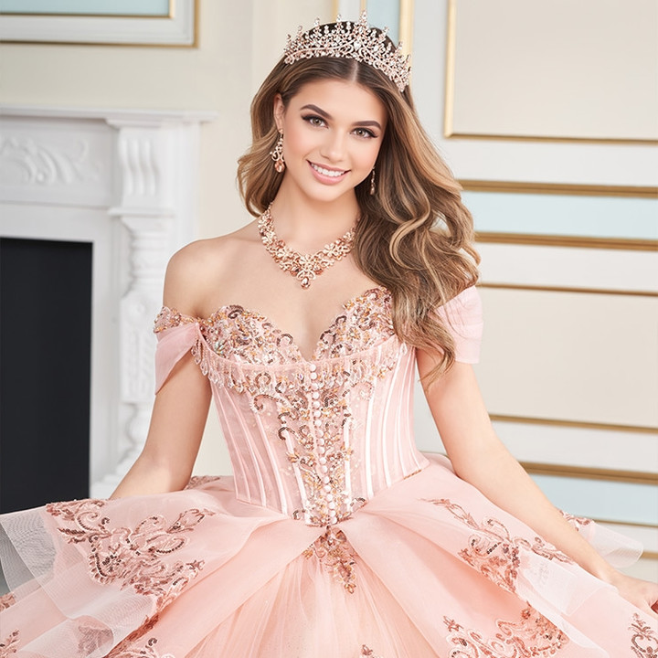 Princesa by Ariana Vara PR30171 Glitter Tulle Long Ball Gown