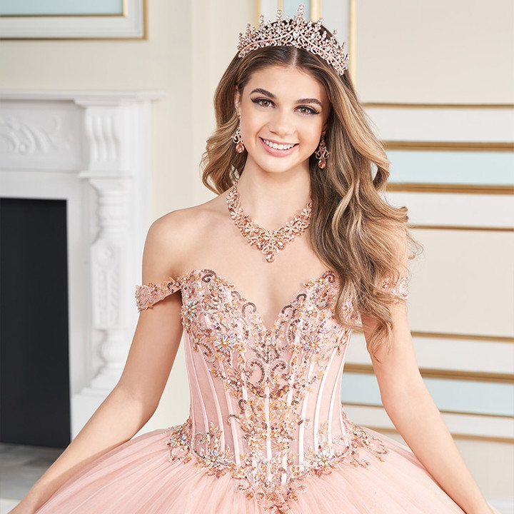 Princesa by Ariana Vara PR30171 Glitter Tulle Long Ball Gown
