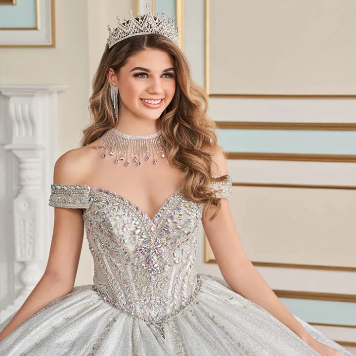 Princesa by Ariana Vara PR30173 Glitter Tulle Long Ball Gown
