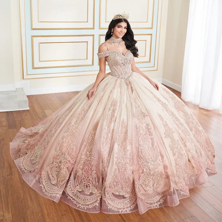 Princesa by Ariana Vara PR30173 Glitter Tulle Long Ball Gown