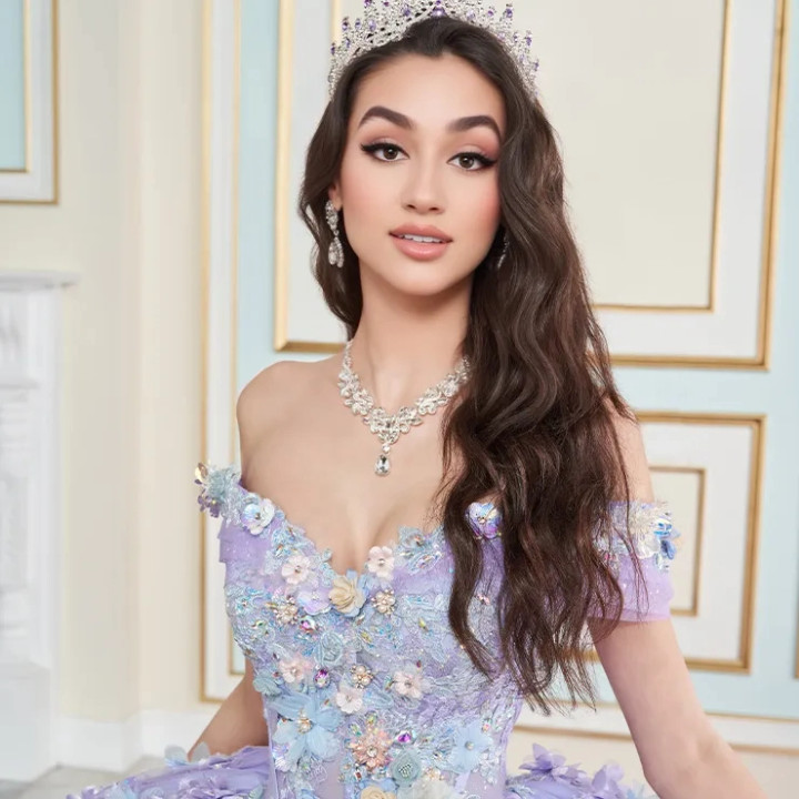 Princesa by Ariana Vara PR30175 Glitter Tulle Long Ball Gown