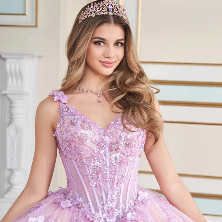 Princesa by Ariana Vara PR30179 Tulle V-Neck Long Ball Gown