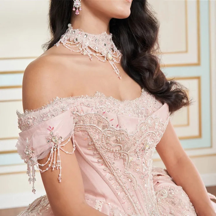 Princesa by Ariana Vara PR70102 Mesh Off-Shoulder Ball Gown