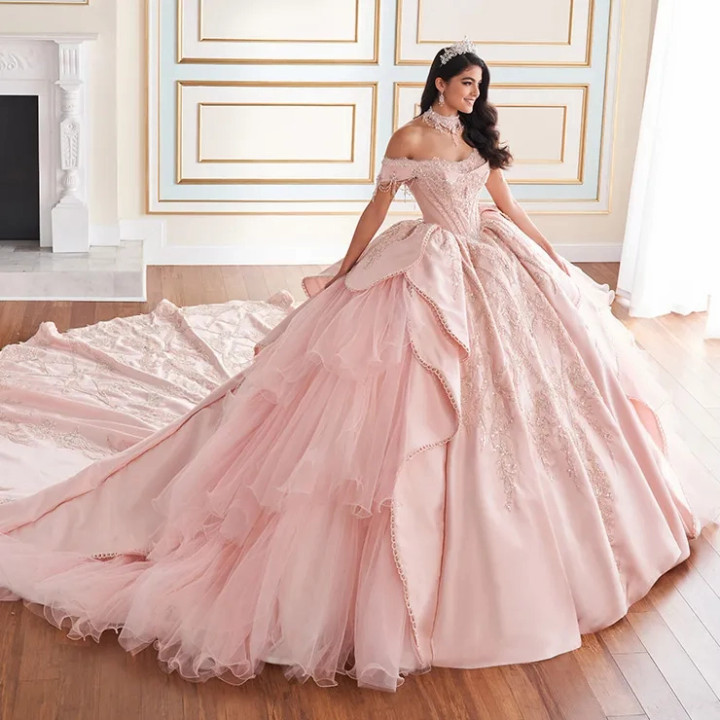 Princesa by Ariana Vara PR70102 Mesh Off-Shoulder Ball Gown