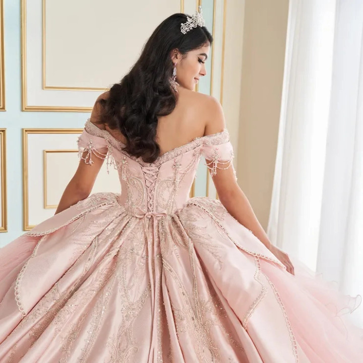 Princesa by Ariana Vara PR70102 Mesh Off-Shoulder Ball Gown