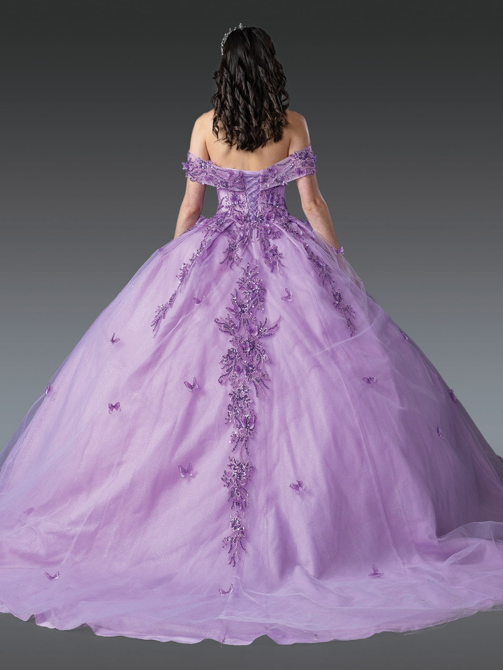 Dancing Queen 1923 Floral Embroidery Beaded V-Neck Ball Gown