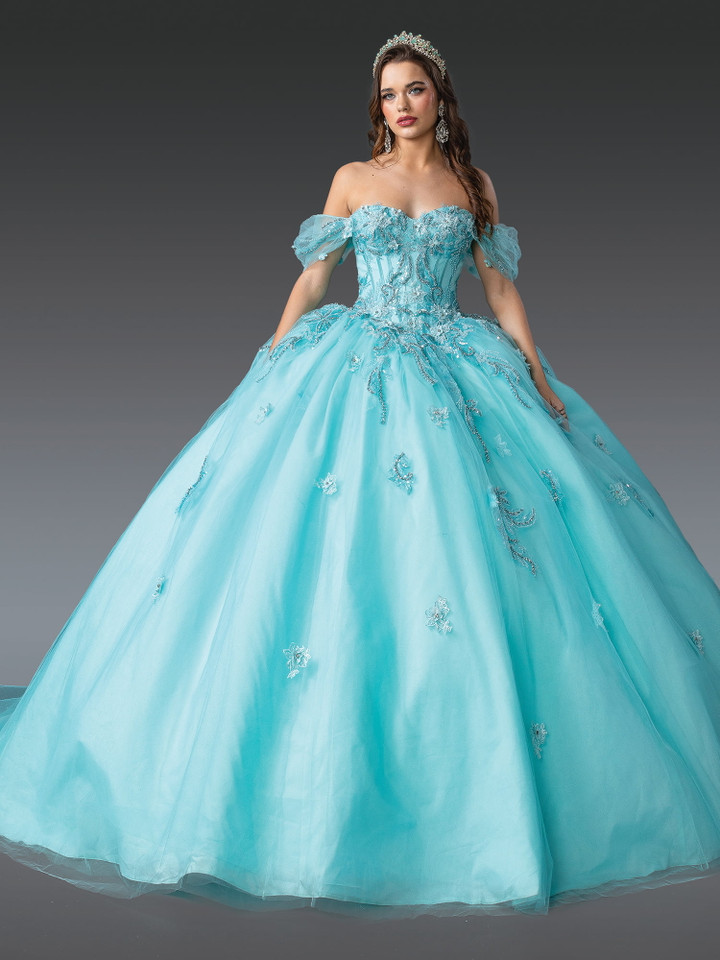Dancing Queen 1903 Embellished Off-Shoulder Sleeve Long Gown