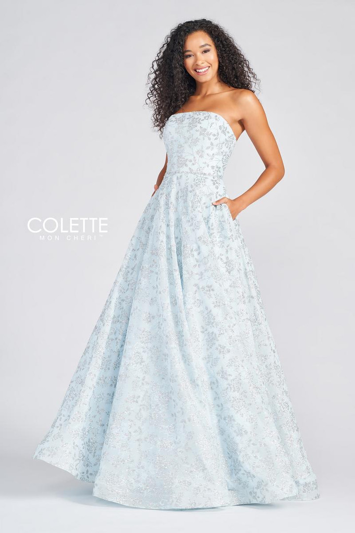 Colette by Daphne CL12255 Lace Cracked Ice Strapless Dress