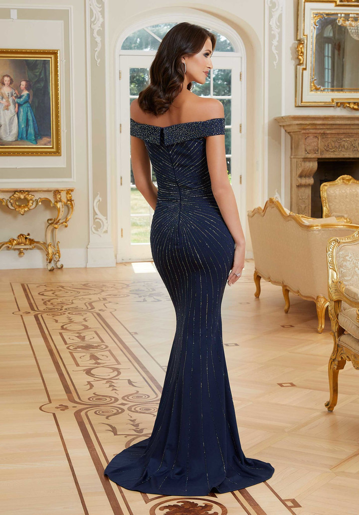 MGNY By Morilee 72708 Jersey Beaded Off Shoulder Gown