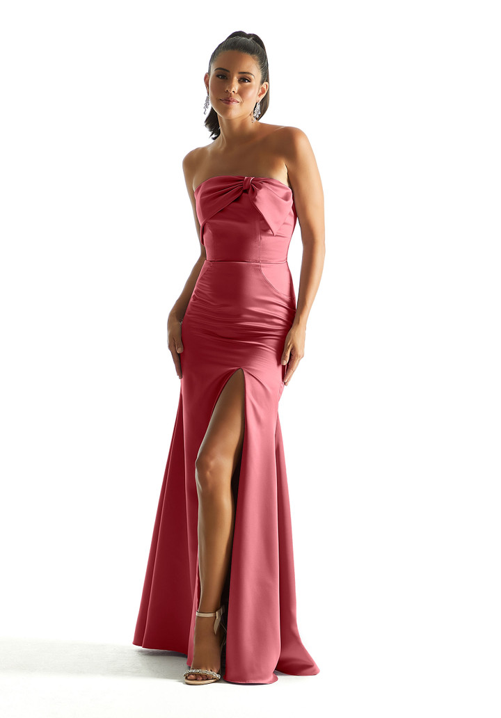 Morilee Bridesmaid 21844 Satin Strapless Bow Neckline Dress
