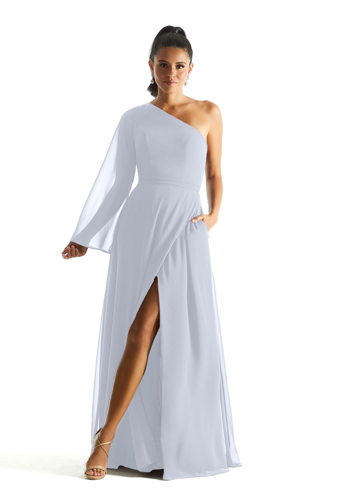 Morilee Bridesmaid 21854 Chiffon One Long Sleeves Dress