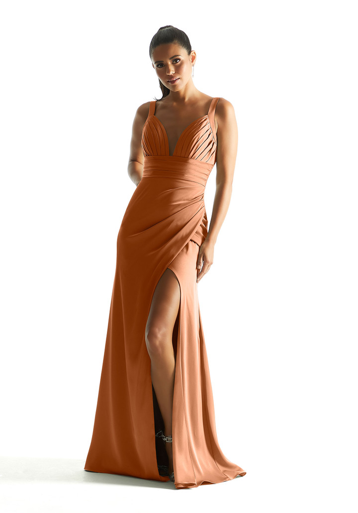 Morilee Bridesmaid 21846 Luxe Satin V-neck Sleeveless Dress