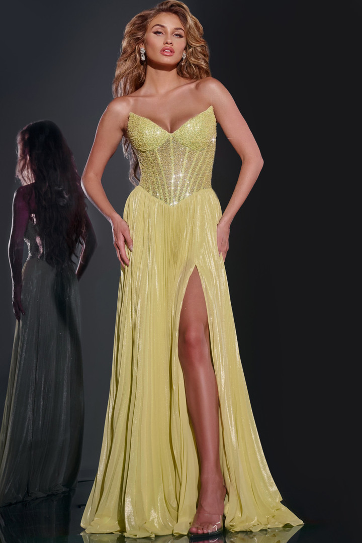 Jovani 43115 V-neckline Strapless Long Dress