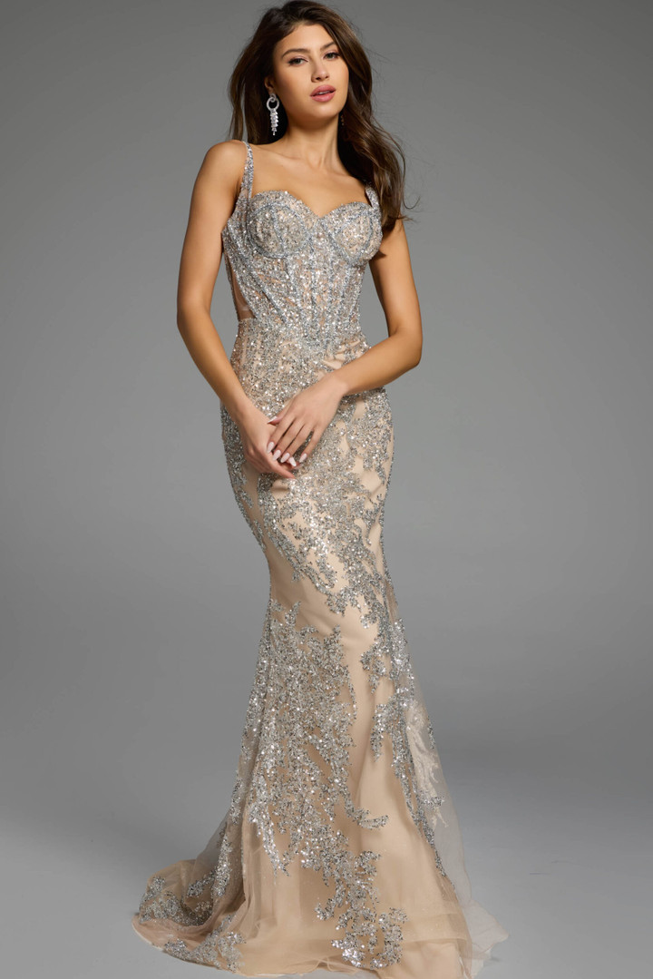 Jovani 40470 Spaghetti Strap Sleeveless Long Dress