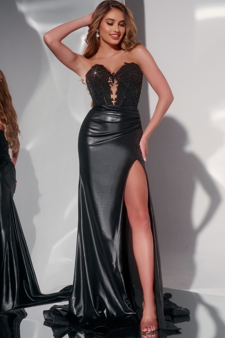 Jovani 43267 Beaded Bust Strapless Long Dress