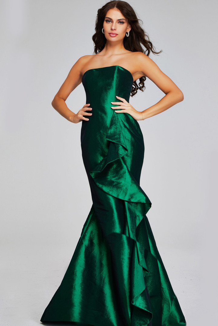 Jovani 39368 Satin Ruffles Strapless Sleeveless Mermaid Gown