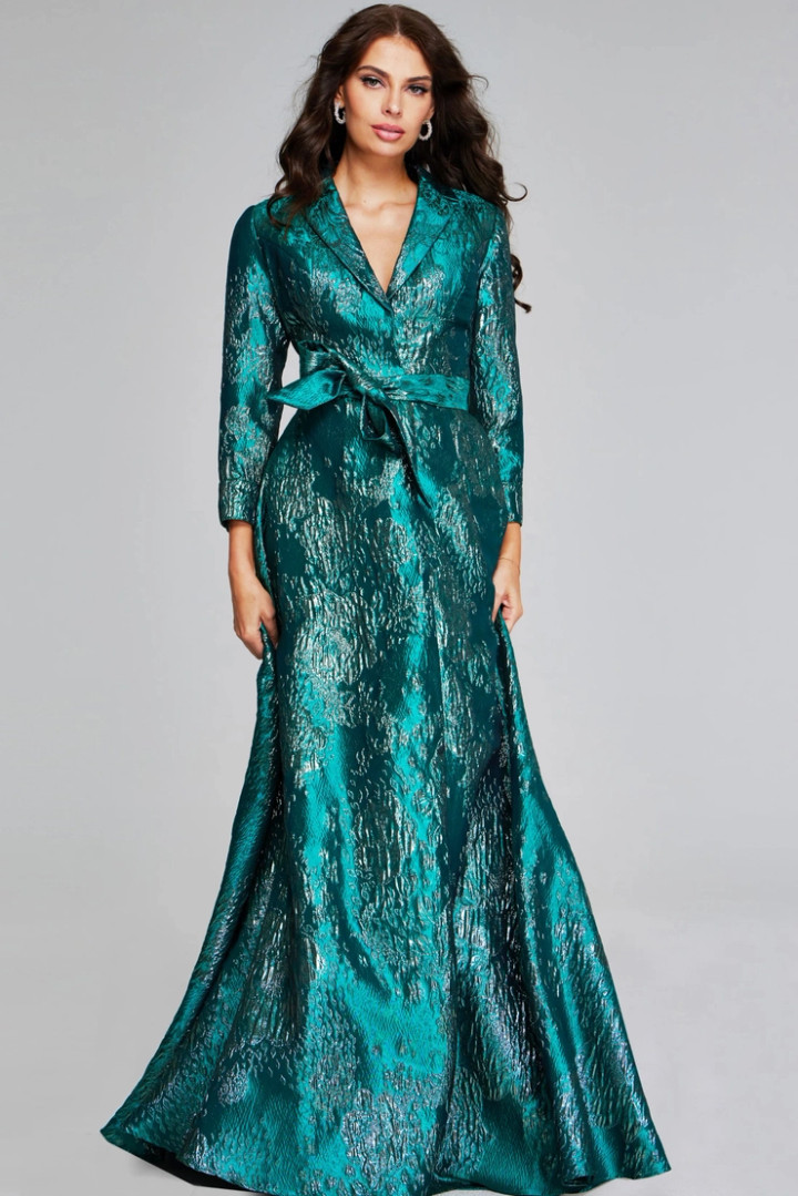 Jovani 40297 V-neckline Long Sleeves Long Gown