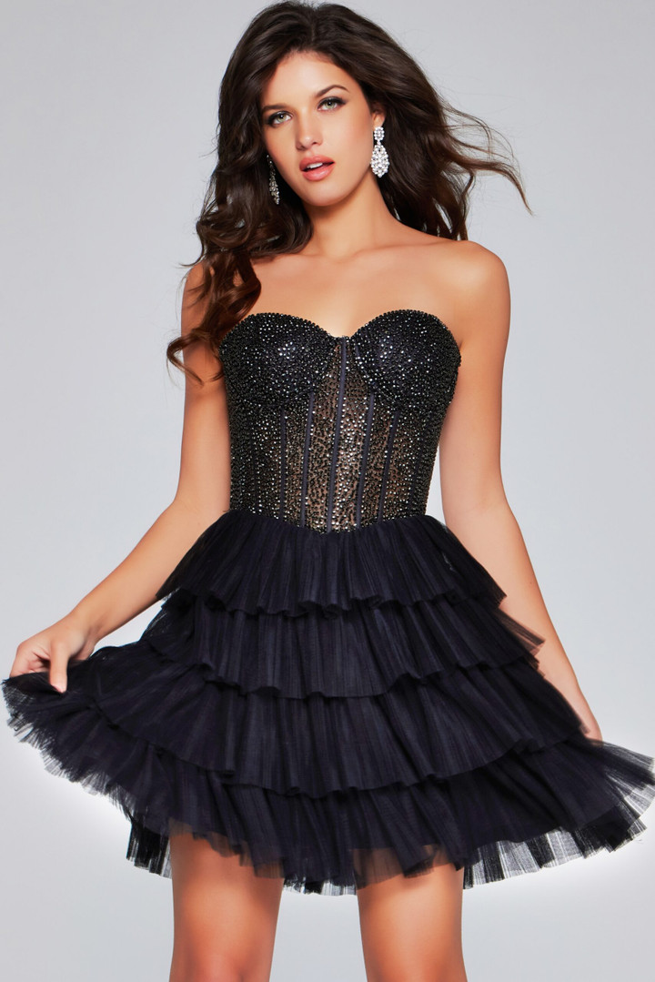 Jovani 39629 Beaded Sweetheart Neck Strapless Short Dress