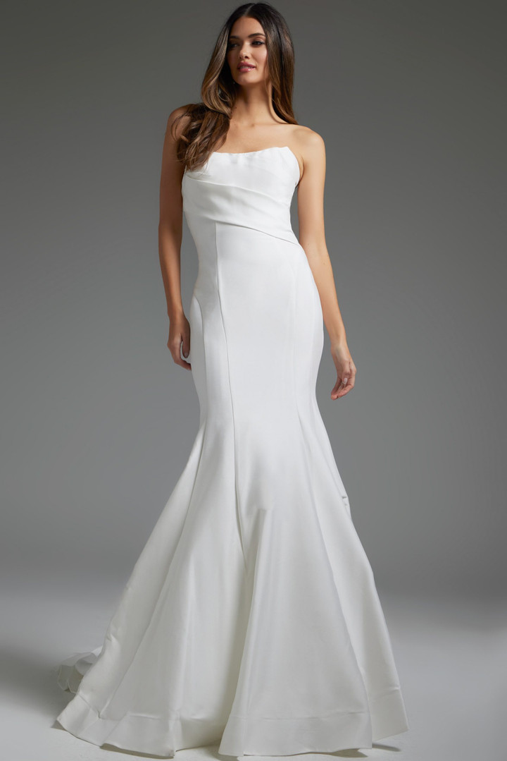 Jovani JB24282 Satin Strapless Sleeveless Bridal Dress