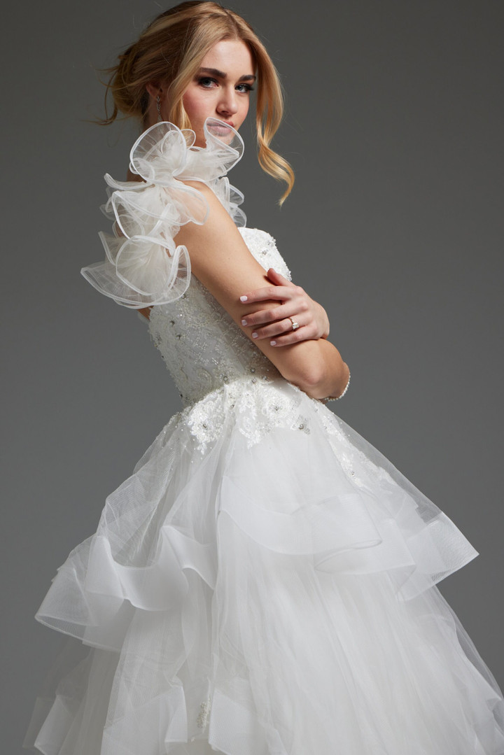 Jovani JB37575 Tulle Square Neck Beaded Bodice Bridal Gown