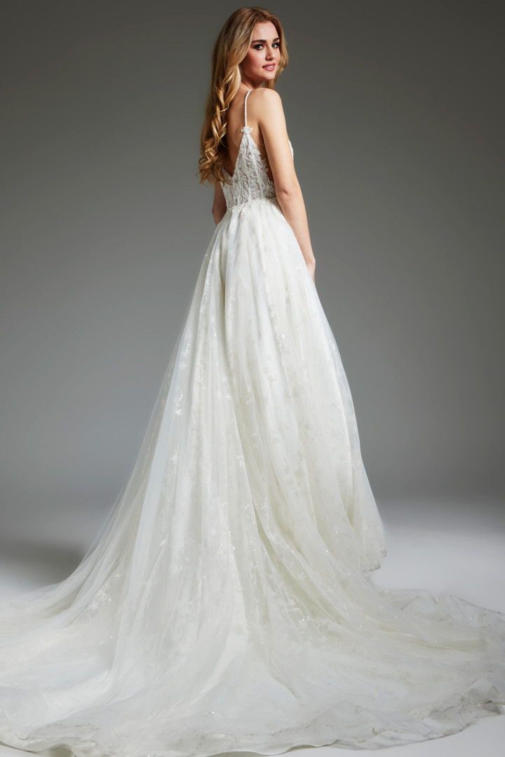 Jovani JB07647 Tulle Beaded V-Neck Sleeveless Ballgown