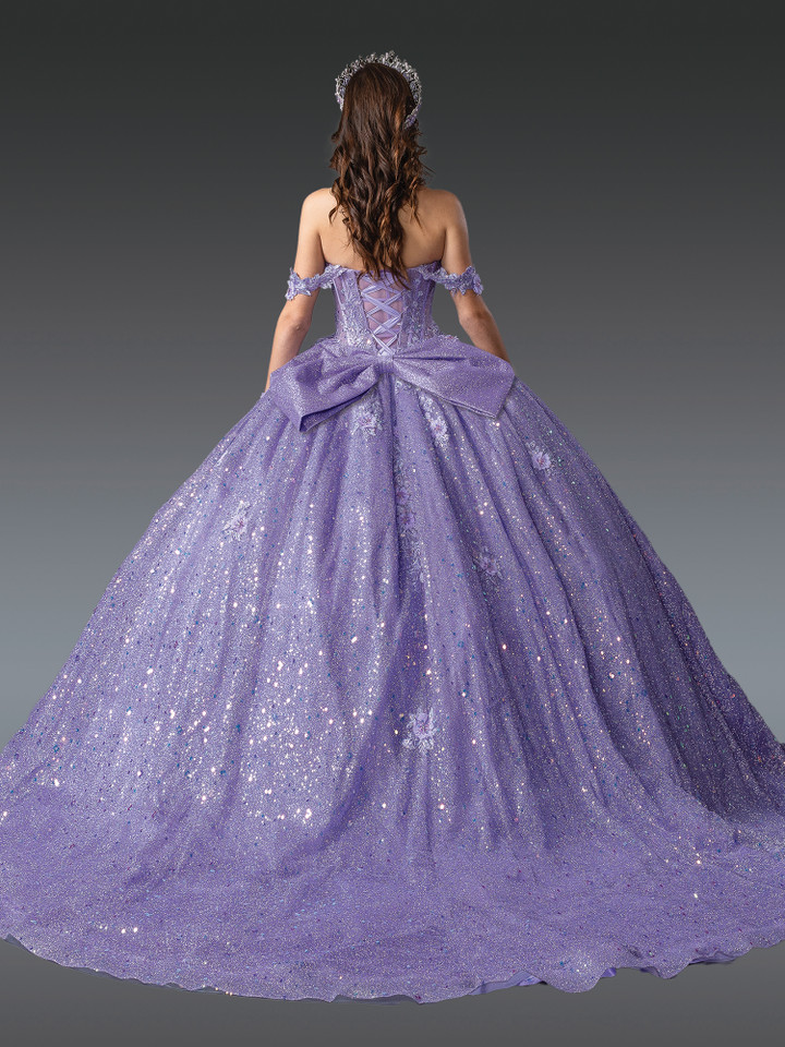 Dancing Queen 1984 Glitter Ruched Bodice Off-Shoulder Dress