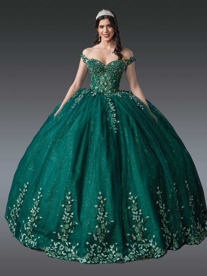 Dancing Queen 1955 Floral Appliques Off-Shoulder Ball Gown