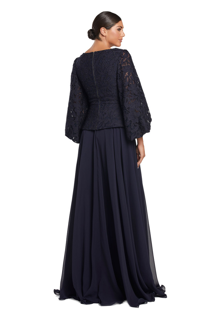 Alexander by Daymor 2042-43 Long Puff Sleeve Evening Dress