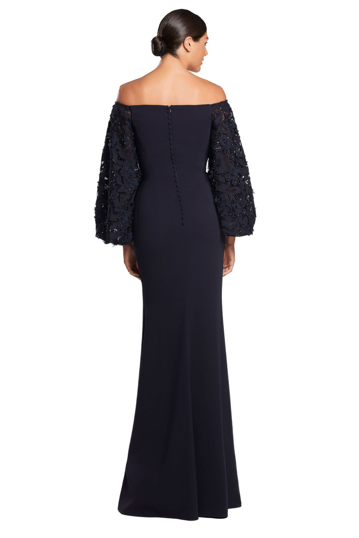 Alexander by Daymor 2047 Long Puff Sleeve Long Evening Dress
