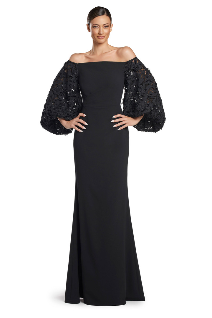 Alexander by Daymor 2047 Long Puff Sleeve Long Evening Dress