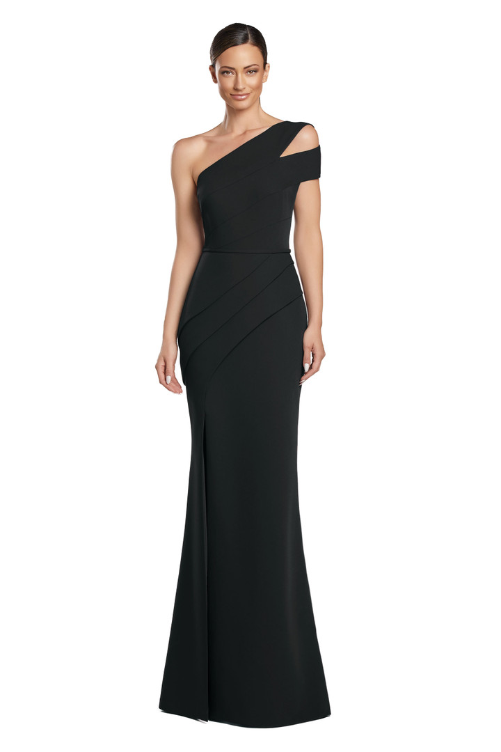 Alexander by Daymor 2058 Asymmetric Neck Long Evening Dress