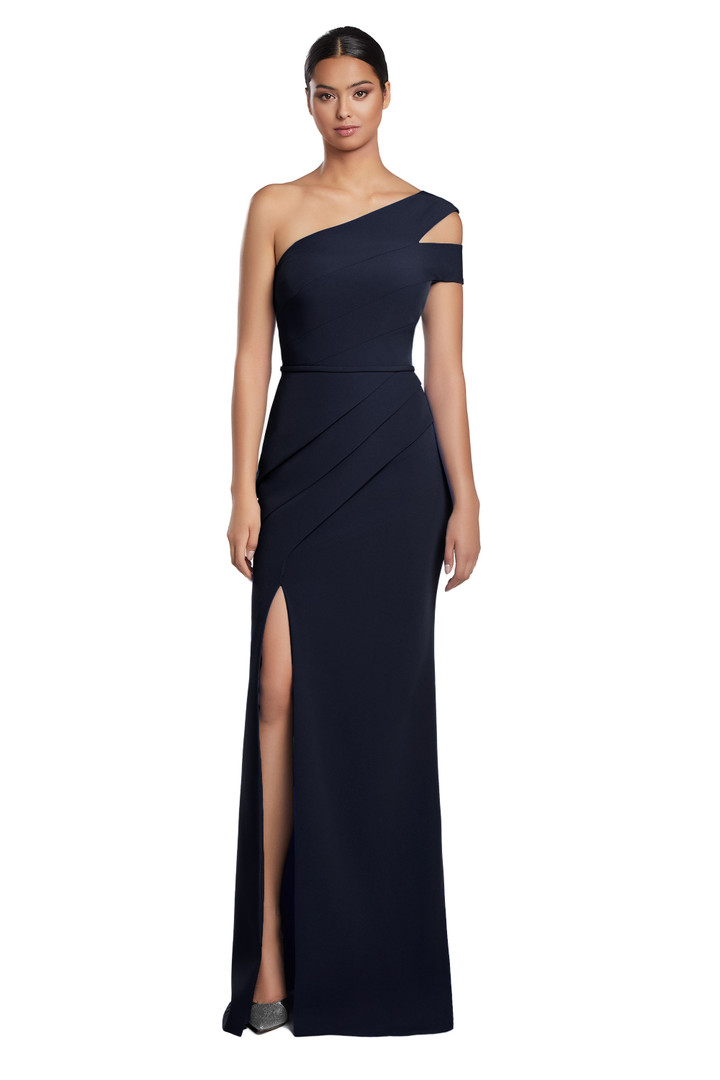 Alexander by Daymor 2058 Asymmetric Neck Long Evening Dress