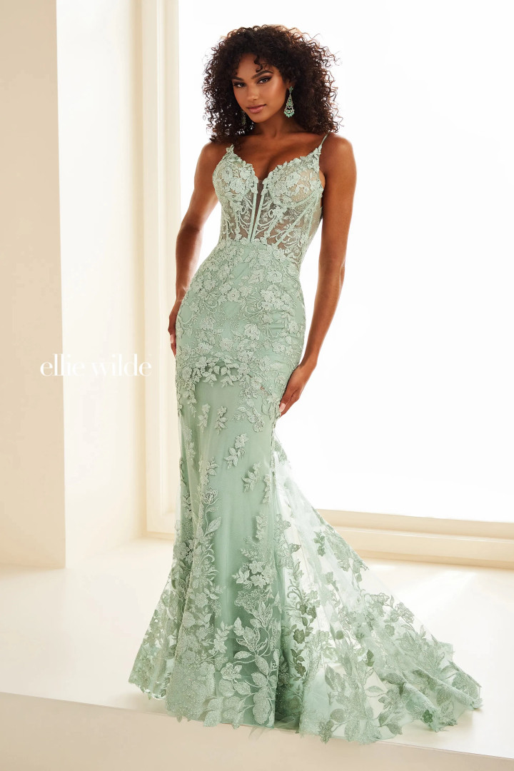 Ellie Wilde by Mon Cheri EW36014 Glitter Tulle Long Dress