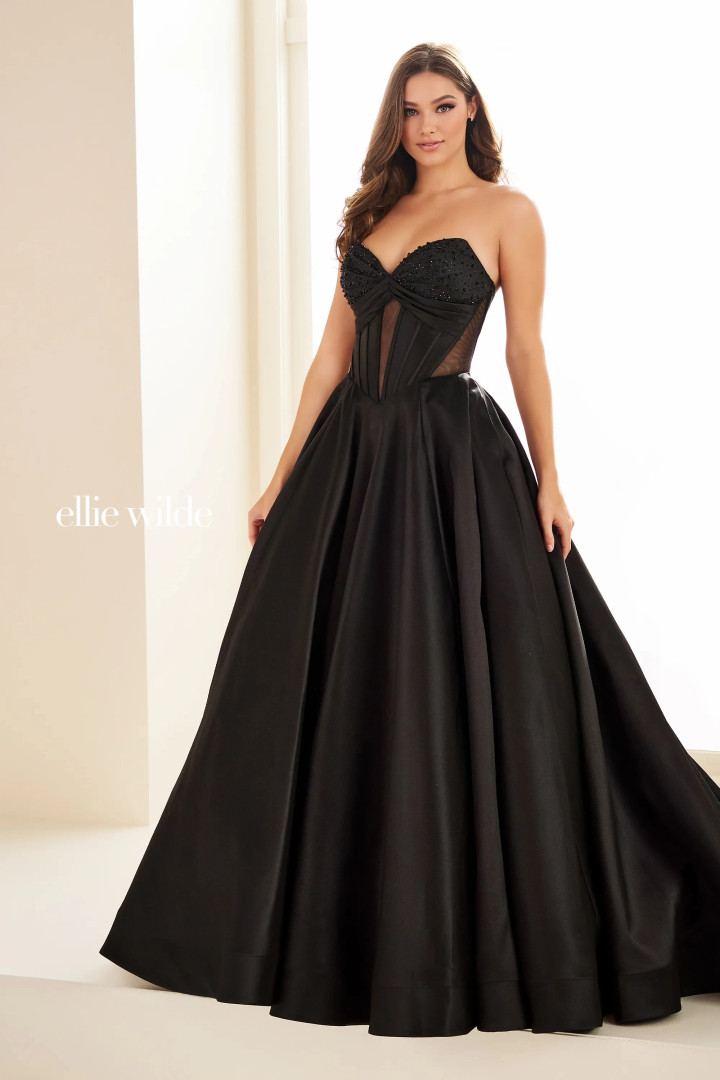 Ellie Wilde by Mon Cheri EW36025 Satin Strapless Long Dress