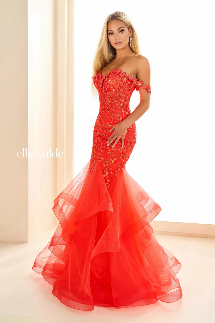 Ellie Wilde by Mon Cheri EW36047 Embroidered Tulle Dress