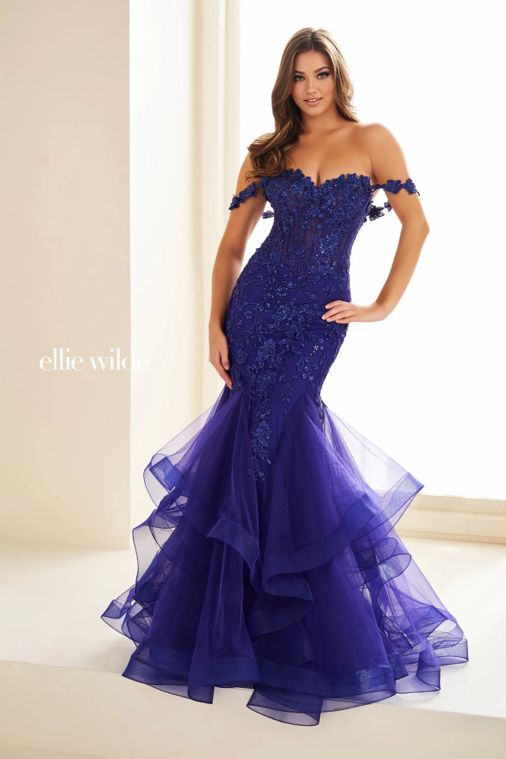 Ellie Wilde by Mon Cheri EW36047 Embroidered Tulle Dress